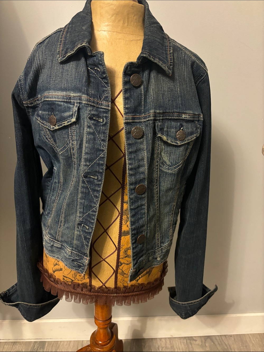 Celebrity Pink Distressed Blue Denim Jean Jacket